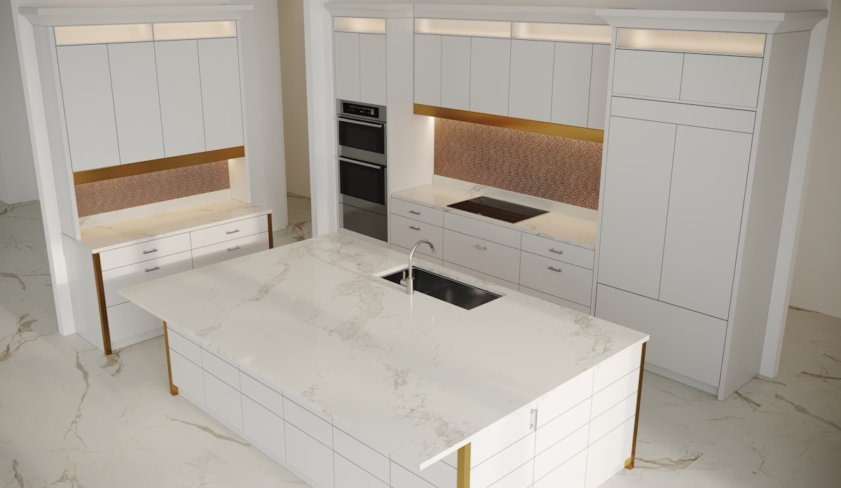 Luxury kitchen...very white without accessories. A good base image to add your own accessories. Elevated to see more of the cabinetry. related to Valances for Kitchens