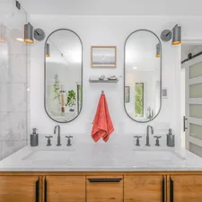 modern bathroom related to Elevate Your Bathroom Style with a Shower Curtain and Valance