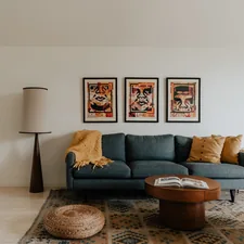 Modern Living Room (IG: @clay.banks) related to Elevating Your Home Decor with Brown and Blue Valances