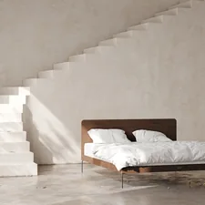 Modern solid wood (oak) bed (design by Kaissu®) mediterranean mansion setting. related to Revolutionizing Sleep: The Ultimate Guide to Platform Bed Frames