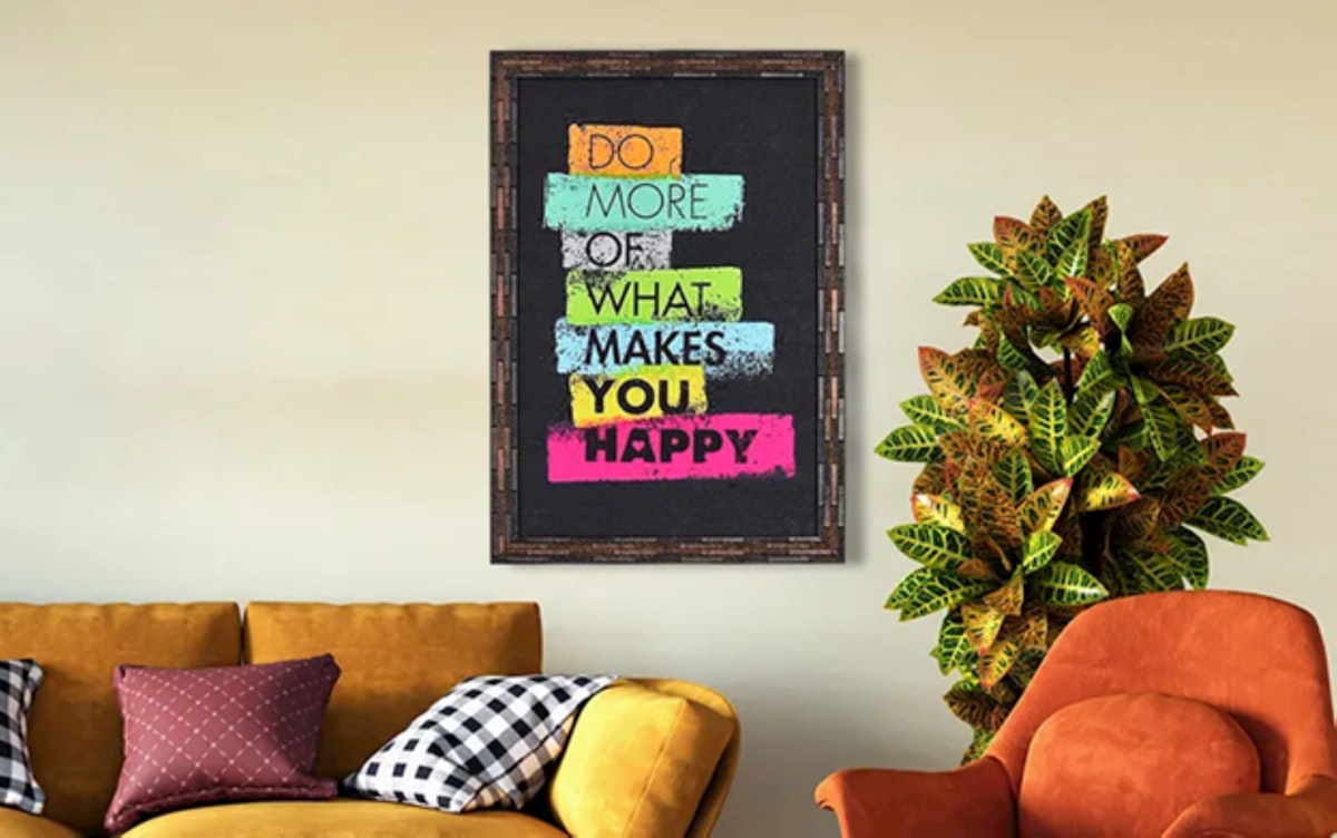 Motivational poster on a wall with furniture. related to Elevate Your Decor: The Role of a Buffet Console Sideboard