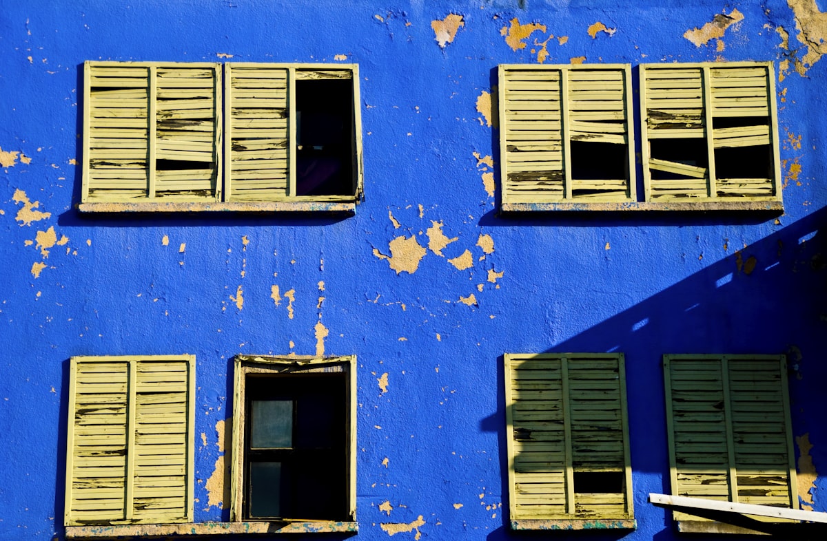 old wooden yellow windows related to Blue Window Valances