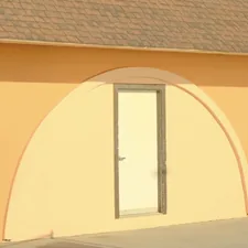 Orange building with a rounded archway over a door related to Elevate Your Home's First Impression: Entryway Wall Colors