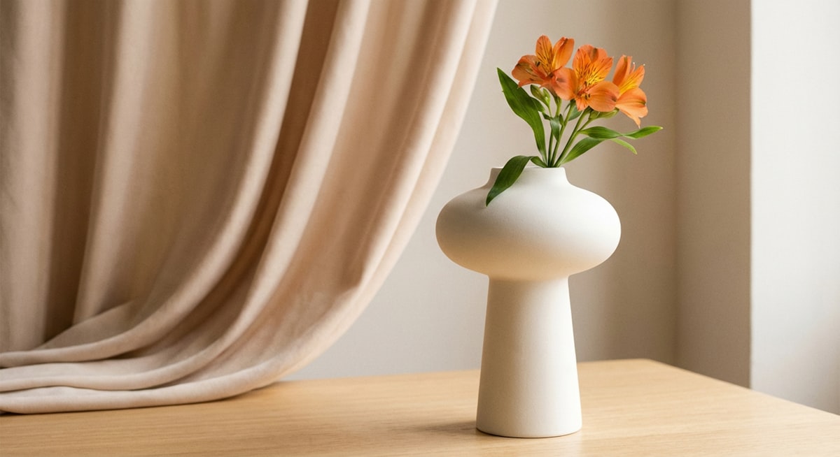 Orange flowers in a white vase on a table. related to Elegant Window Treatment with Simple Valance Patterns