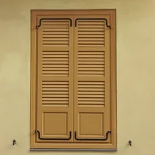 Orange shutters and yellow wall related to Wooden Window Valances