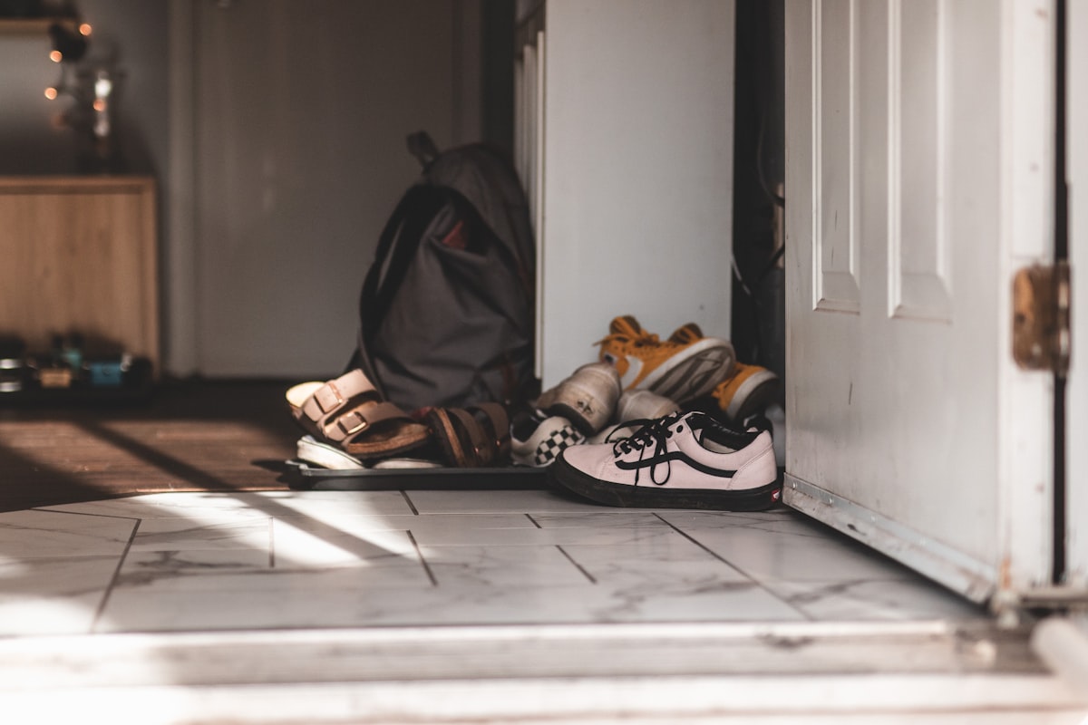 pair of pink-and-black Vans Old Skool low-top shoes related to Elevate Your Entryway with Shoe Storage Bench and Wall Mount Hutch