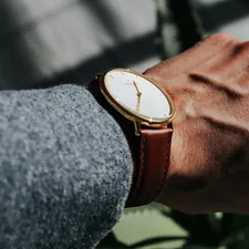 person wearing brown leather strap gold round analog watch related to Uncovering the Timeless Classic: The Man Who Shot Liberty Valance Blu Ray
