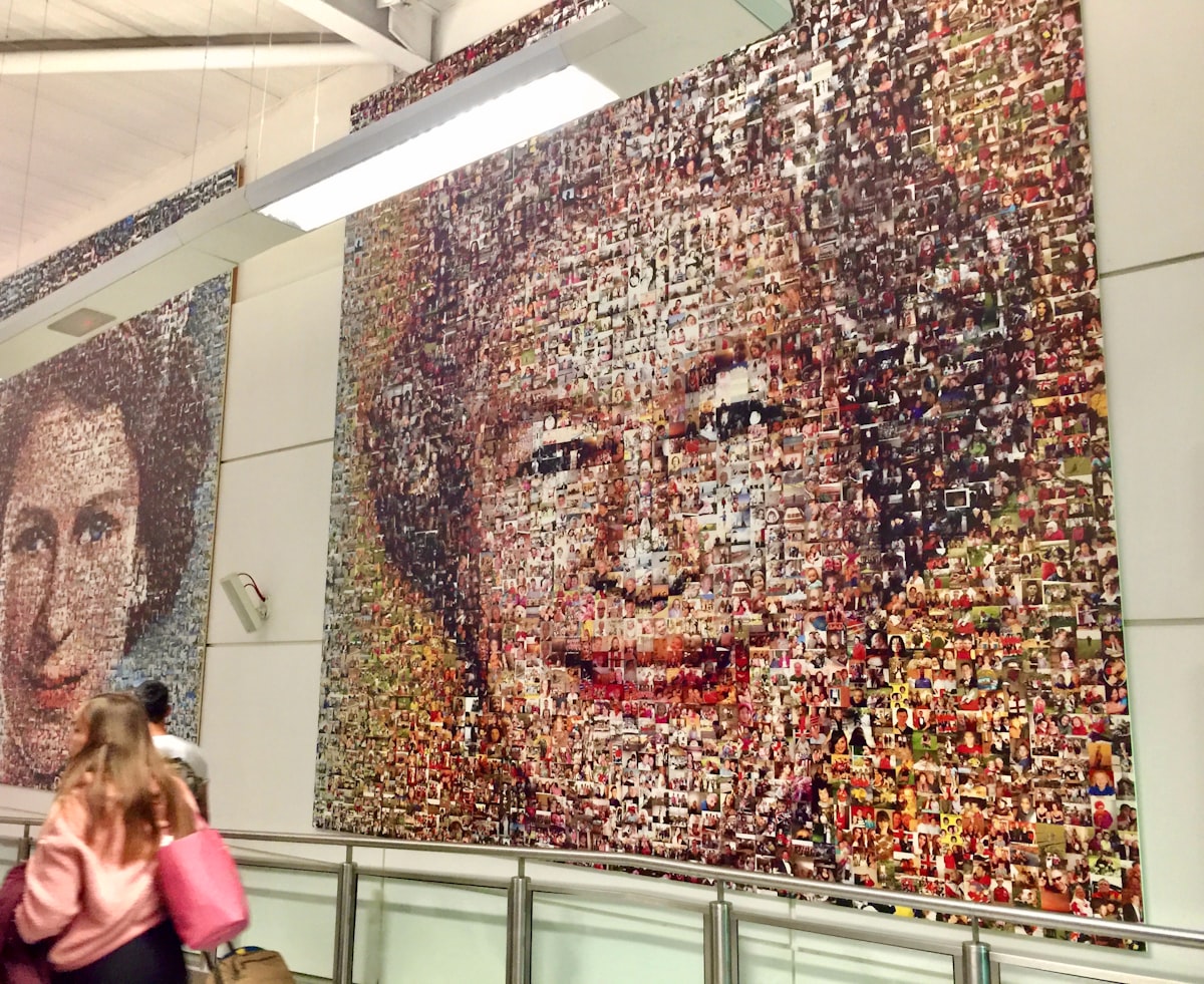 Photomosaic of Queen Elizabeth II Displayed at Gatwick Airport, London, UK. related to Stunning Queen Coverlets at Unbeatable Prices: Sales You Can't Miss