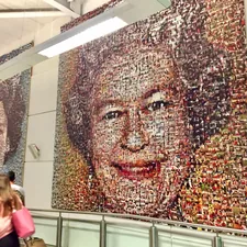 Photomosaic of Queen Elizabeth II Displayed at Gatwick Airport, London, UK. related to Stunning Queen Coverlets at Unbeatable Prices: Sales You Can't Miss