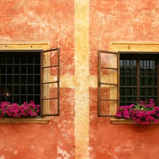 pink petaled flowers on window related to Tuscan Window Valances