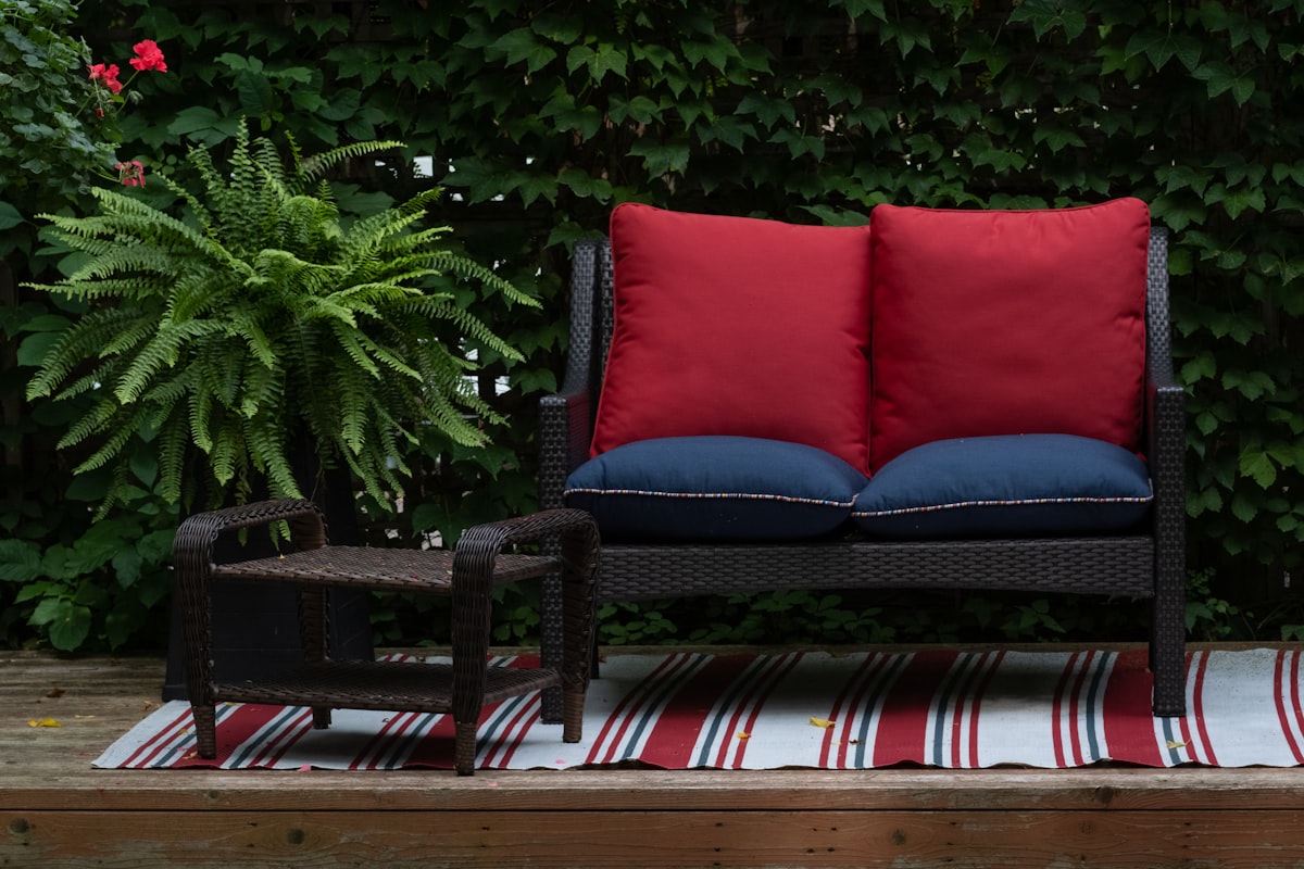 Red and Blue Pillows related to Ultimate Space Saver: Loveseat with Pull Out Bed