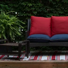 Red and Blue Pillows related to Ultimate Space Saver: Loveseat with Pull Out Bed