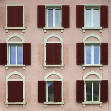 red wooden windows related to Enhance Your Window Style with Valance Clips for Horizontal Blinds