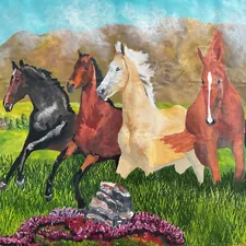 Running Wild, this is how horses were meant to live. Wild and free from the abuse of man. But being truly free is a double edged sword. There is no one to help when you are injured and in danger. Freedom comes with a heavy price but freedom is highly prized by all living things. An oil painting on unstretched canvas. 24” by 14”. related to Saddle Up for Comfort: The Best Horse Themed Bedding for Equestrian Lovers