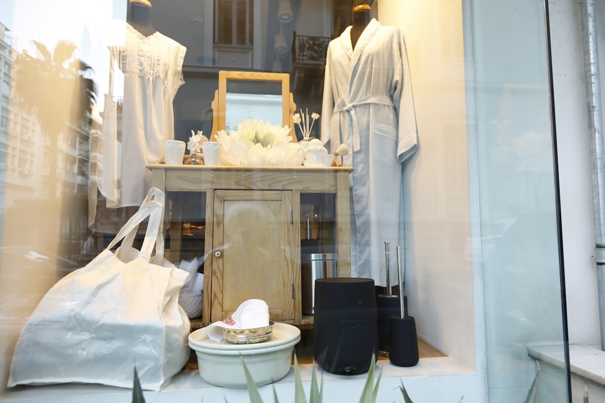 Shop display with bathroom articles related to Shopping Convenience at Bed Bath and Beyond Wilmington NC
