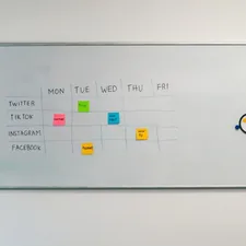 Social Media content planning on a white board related to Enhance Your Windows with Board Mounted Window Valances
