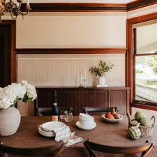 Table setting (IG: @clay.banks) related to Valances for Dining Room Windows: Elevate Your Decor