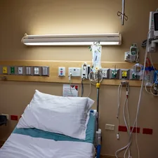 The bed in the outpatient orthopedic surgery area at Portneuf Medical Center in Pocatello, Idaho, on April 28, 2025. related to Unconventional Ways to Repurpose Used Hospital Beds