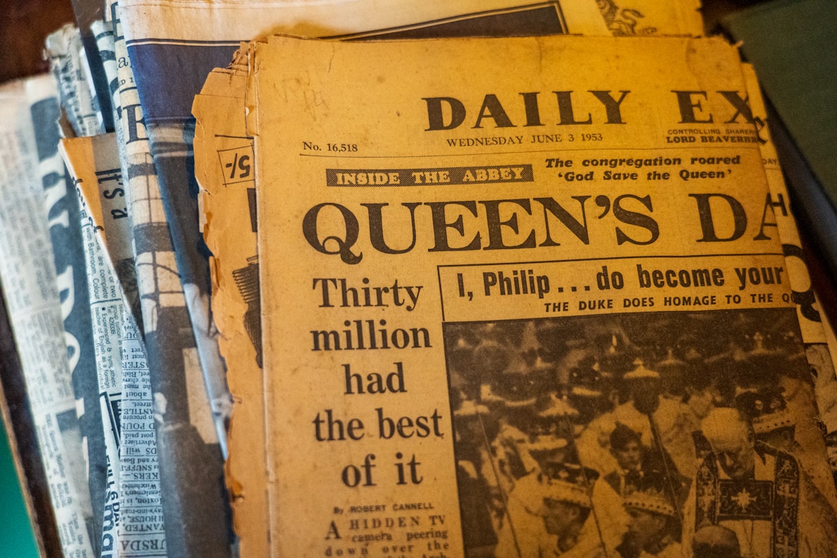The Daily Express newspaper of June 1953, celebrating the Queen’s marriage to Prince Phillip. related to Stunning Queen Coverlets at Unbeatable Prices: Sales You Can't Miss
