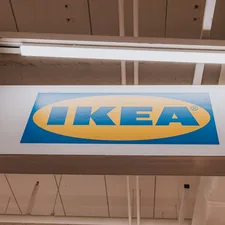 The ikea logo is displayed on a white beam. related to Ikea Buffets and Sideboards: A Comprehensive Guide