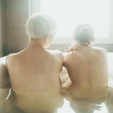 Two people relaxing in a bathtub related to Bed Bath & Beyond San Francisco: A Guide to Shopping and More