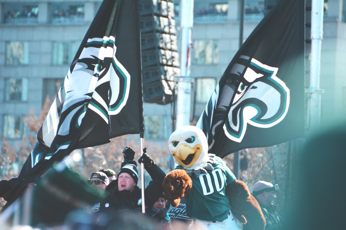 two Philadelphia Eagles flags related to Score Big with Philadelphia Eagles Bedding: The Ultimate Fan's Guide