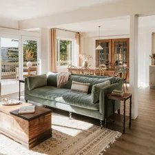 Warm living room (IG: @clay.banks) related to Transforming Your Space with Style: Curtains and Scarf Valance Ideas