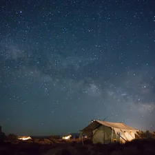 We camped at this camp site which is called Canvas Under Moab that is close to Arches National Park. It was 11:30 PM. We checked in and get settled down. When looked up, we were astounded by how clear it was to see the full sky of stars. I grabbed my gear and took shots continuously. I am glad that we booked this. related to Sleep Under the Stars at Madison's Serene Bed and Breakfasts