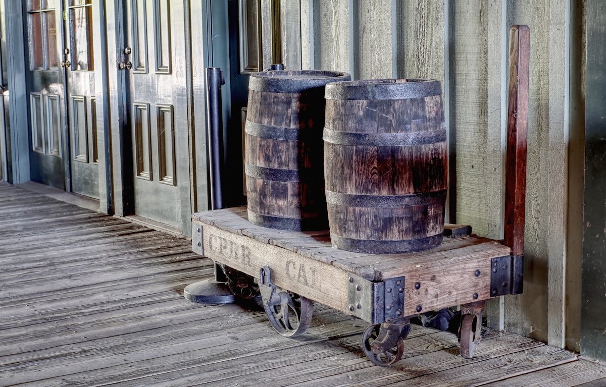 Whiskey barrels related to Crate and Barrel Coverlet