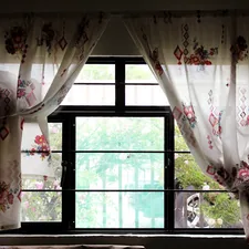 white and pink floral window curtain related to Window Scarf Valance
