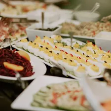 white ceramic plate with food related to Sophisticated Dining Solutions: Discover the Elegance of Large Buffets and Sideboards