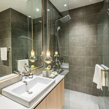 white ceramic sink with stainless steel faucet related to Valances for Bathrooms