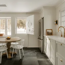 White Kitchen (IG: @clay. banks) related to Valances for Kitchen Bay Window: Enhance Your Home's Aesthetic