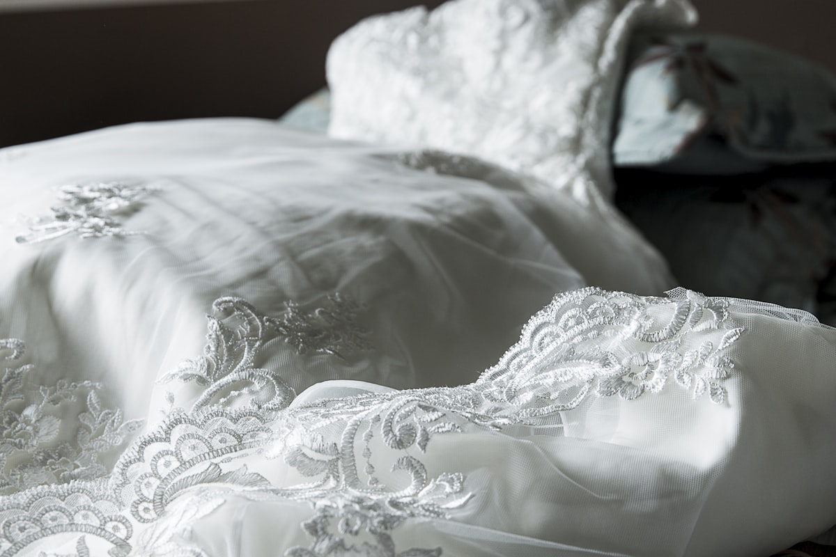 white lace wedding dress related to The Ultimate Guide to Skirted Bedspreads Coverlets