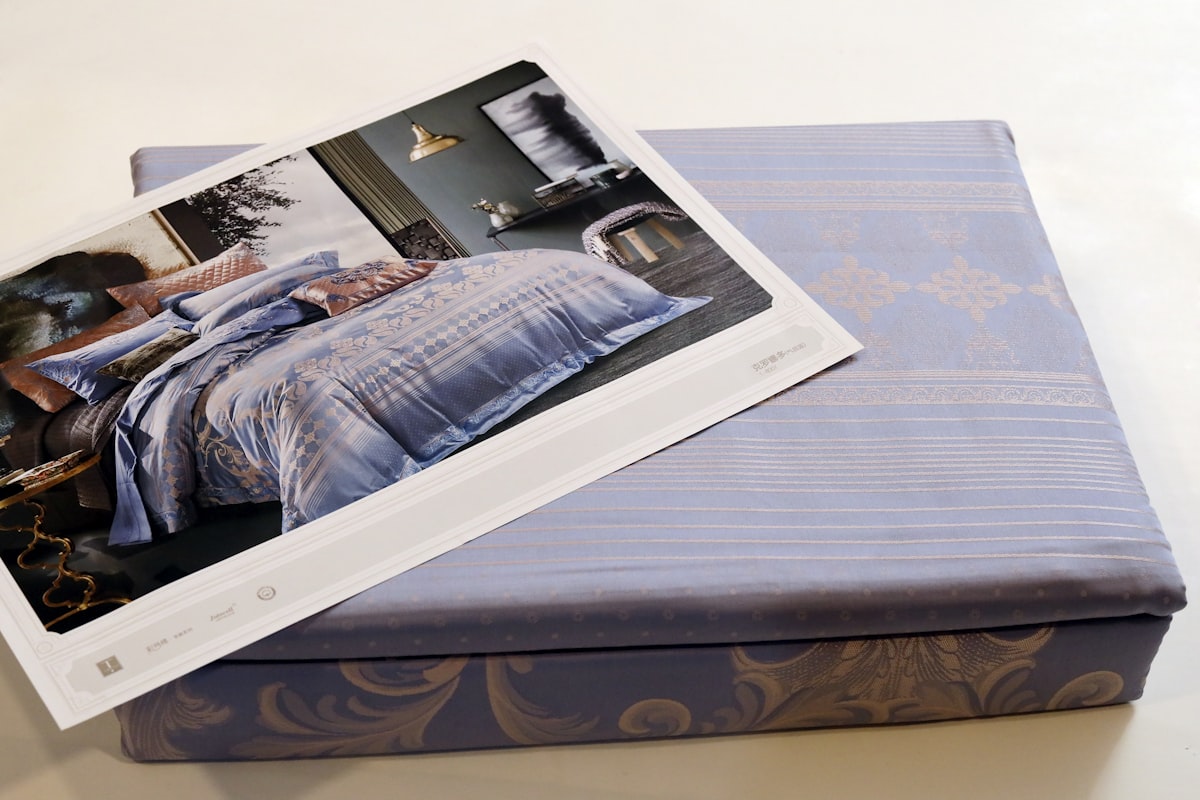 white printer paper on black and white textile related to Luxury Bedding: King Coverlet Set