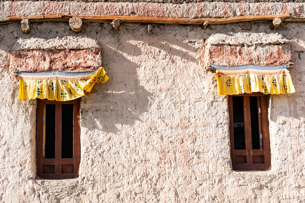 Windows of a Namgyal Tsemo Monastery in Leh, India related to Burlap Window Valances