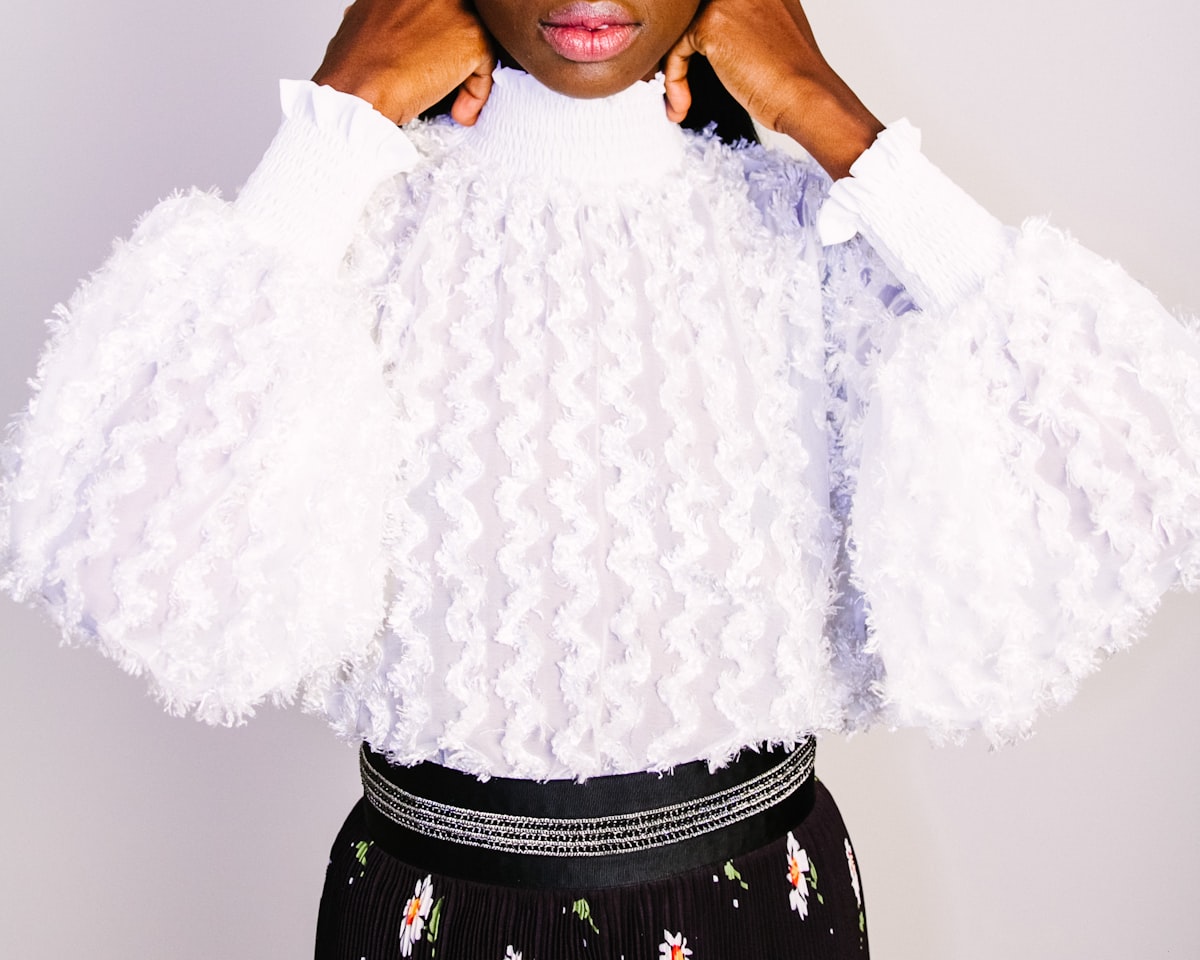 women's white knit sweater related to White Ruffle Valance