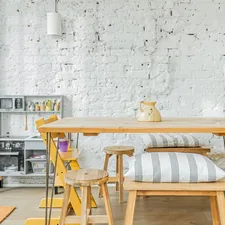 Wooden Dining Table in Minimalist Kitchen Setting related to Enhancing your Home with the Perfect Indoor Entryway Rugs